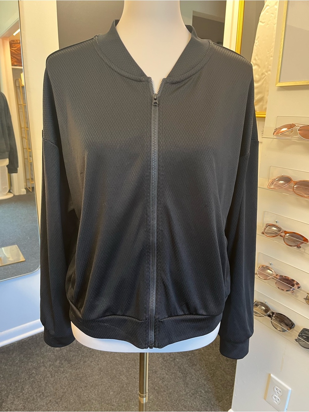 GAP Women's Black Full-Zip Lightweight Bomber Jacket